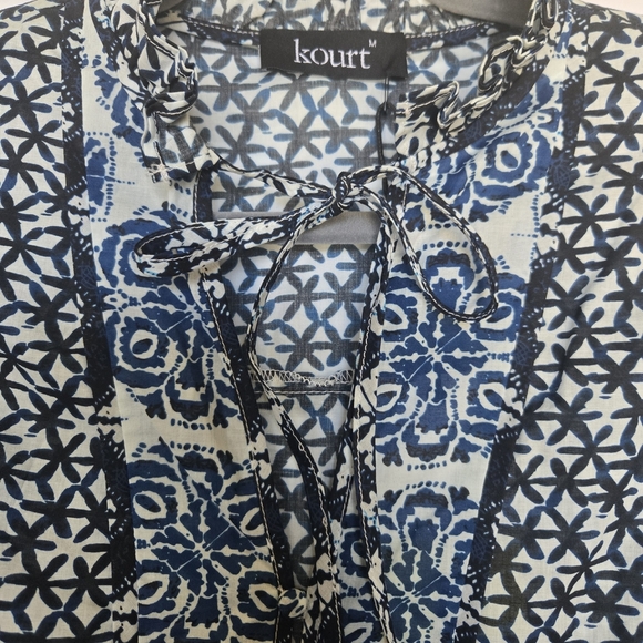 Kourt (NWT) Blue and Black Patterned Dress. Size M - Picture 2 of 10